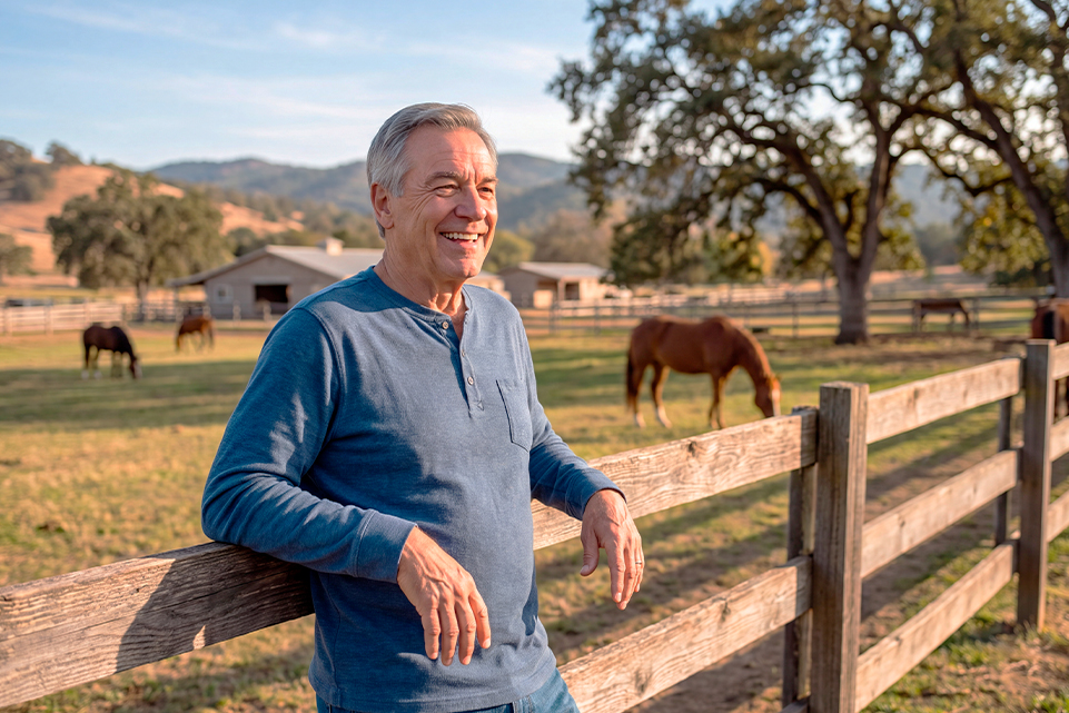 New Colorado Lotto+ winner celebrating his lucky numbers on a peaceful Colorado ranch