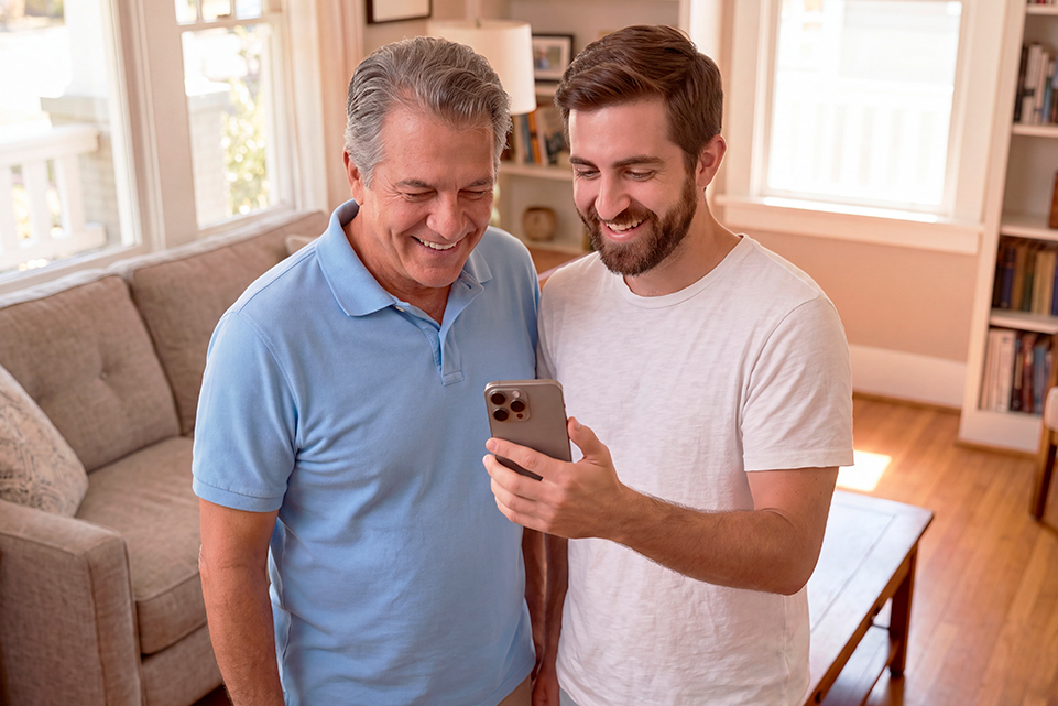 Father and son celebrating National Son and Daughter Day together