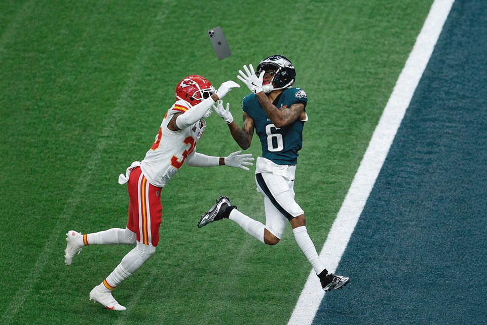 NFL kickoff action on the field during an American football game