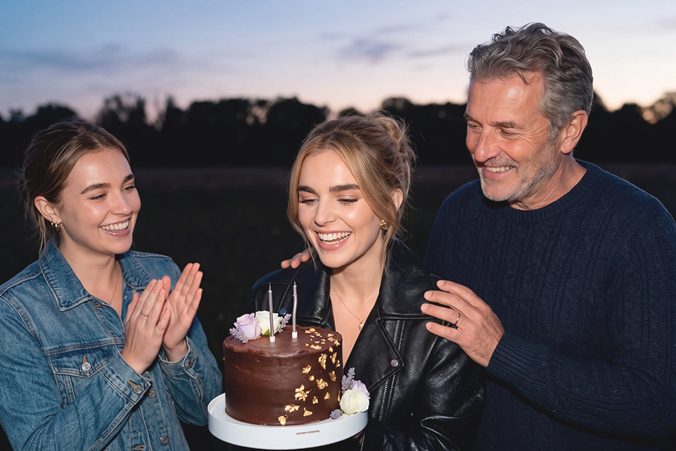 Family celebrating a birthday, featured in an article about using birthdays to pick lottery numbers